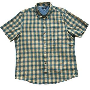 Toad&Co Airscape Short Sleeve Button Up Shirt Large Organic Cotton Plaid
